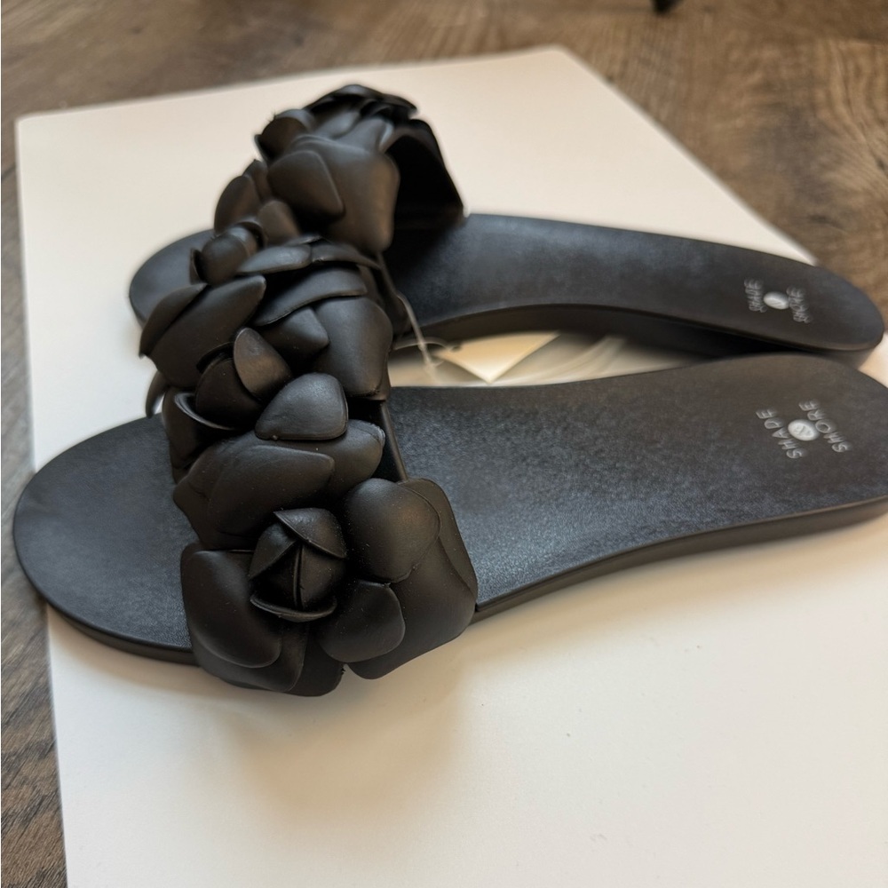 Shade & Shore Black Floral Embellished Sandals - Picture 2 of 4